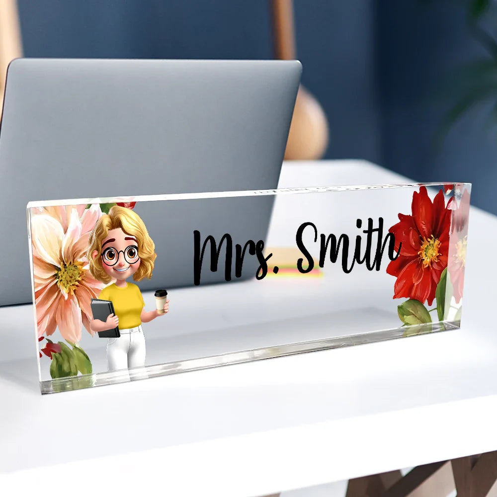 Teacher,Gift For Yourself - Teacher Name Plate Office Decor - Personalized Desk Name Plate