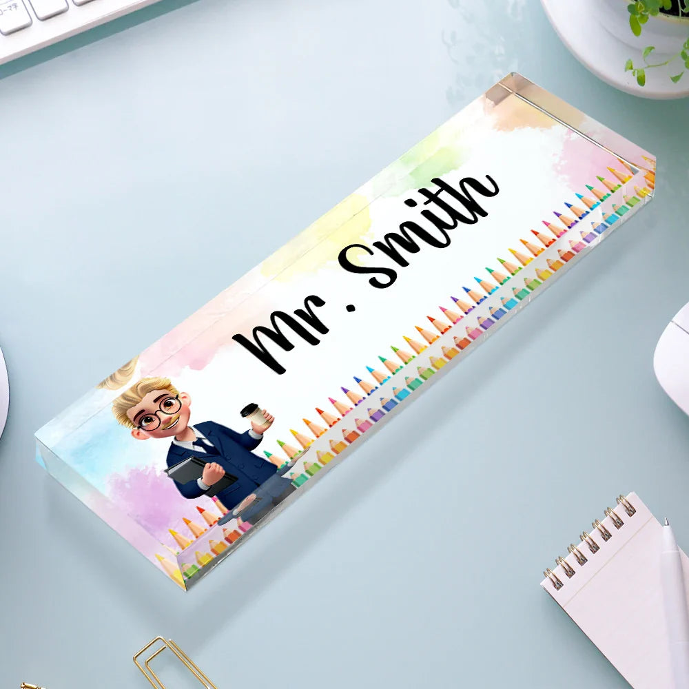 Teacher,Gift For Yourself - Teacher Name Plate Office Decor - Personalized Desk Name Plate
