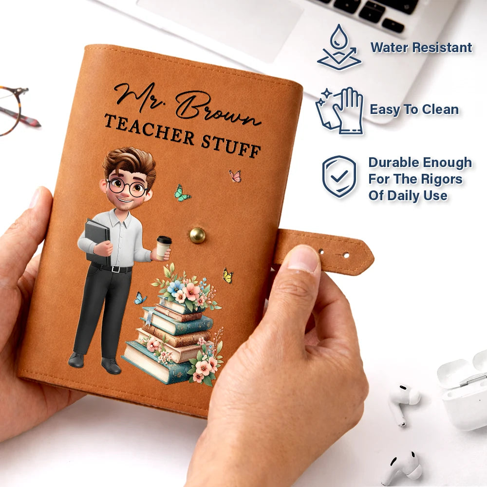 Teacher,Happy -Teacher Stuff - Personalized Leather Cable Bag