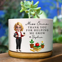 Teacher, Happy - Teacher Thank You For Helping Me Grow - Personalized Ceramic Plant Pot
