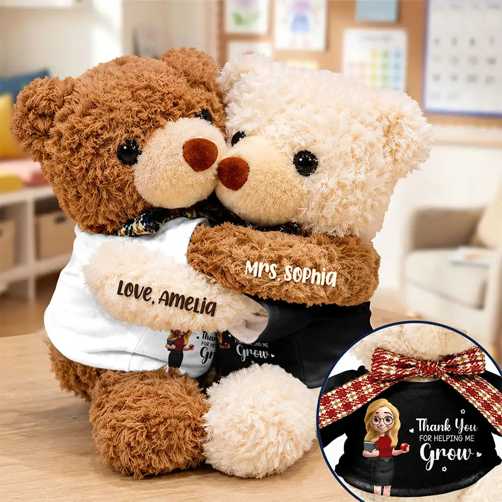 Teacher Thank You For Helping Me Grow - Personalized Hugging Bear