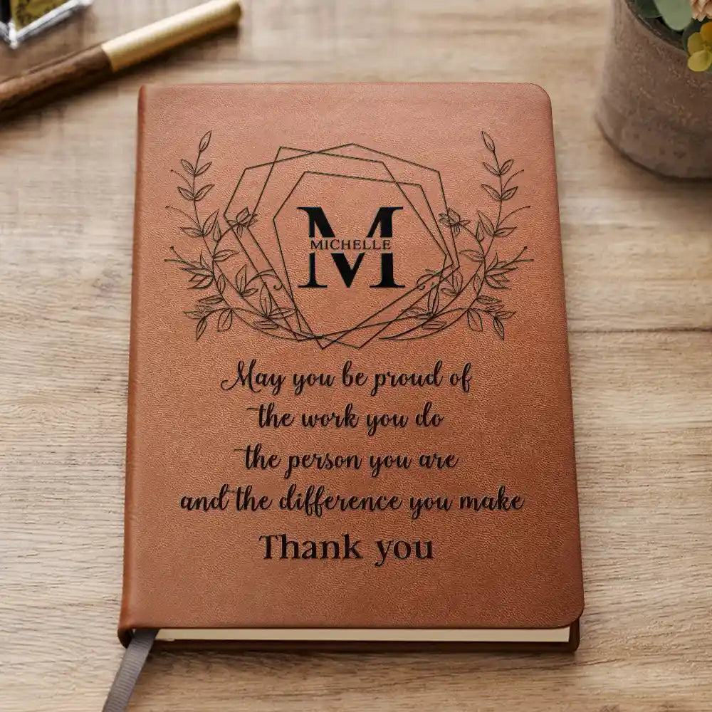 Teacher,Back To School - Teacher Thank You For Making A Difference - Personalized Leather Journal