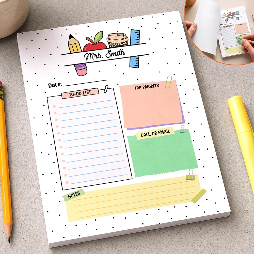 Teacher To Do List - Personalized Notepad