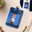Teacher,Confident,Back To School,Vector - Teacher With Colorful Crayon - Personalized Badge Holder