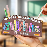 Teacher, Happy - Teacher You Are Kind Creators Special Important Trusted Unique Smart - Personalized Wooden Pen Pencil Holder