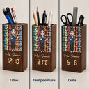 Grateful, Teacher, Back To School, Vector - Teaching Is A Heartfelt - Personalized Pen Holder With Clock