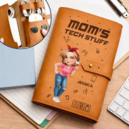 Gift For Yourself,Gift For Women,Gift For Men,Happy - Tech Stuff 3D Effect Man Woman - Personalized Leather Cable Bag