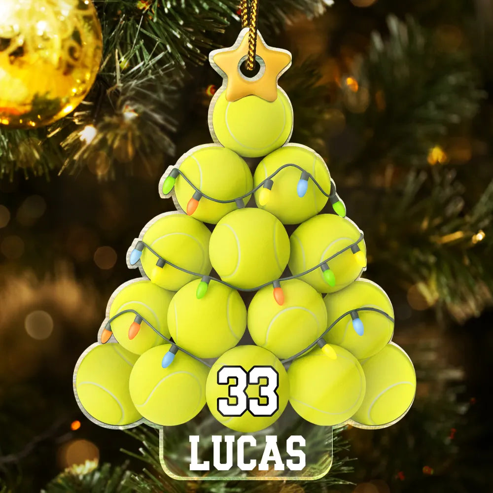 Tennis Christmas Tree - Personalized Custom Shaped Acrylic Ornament