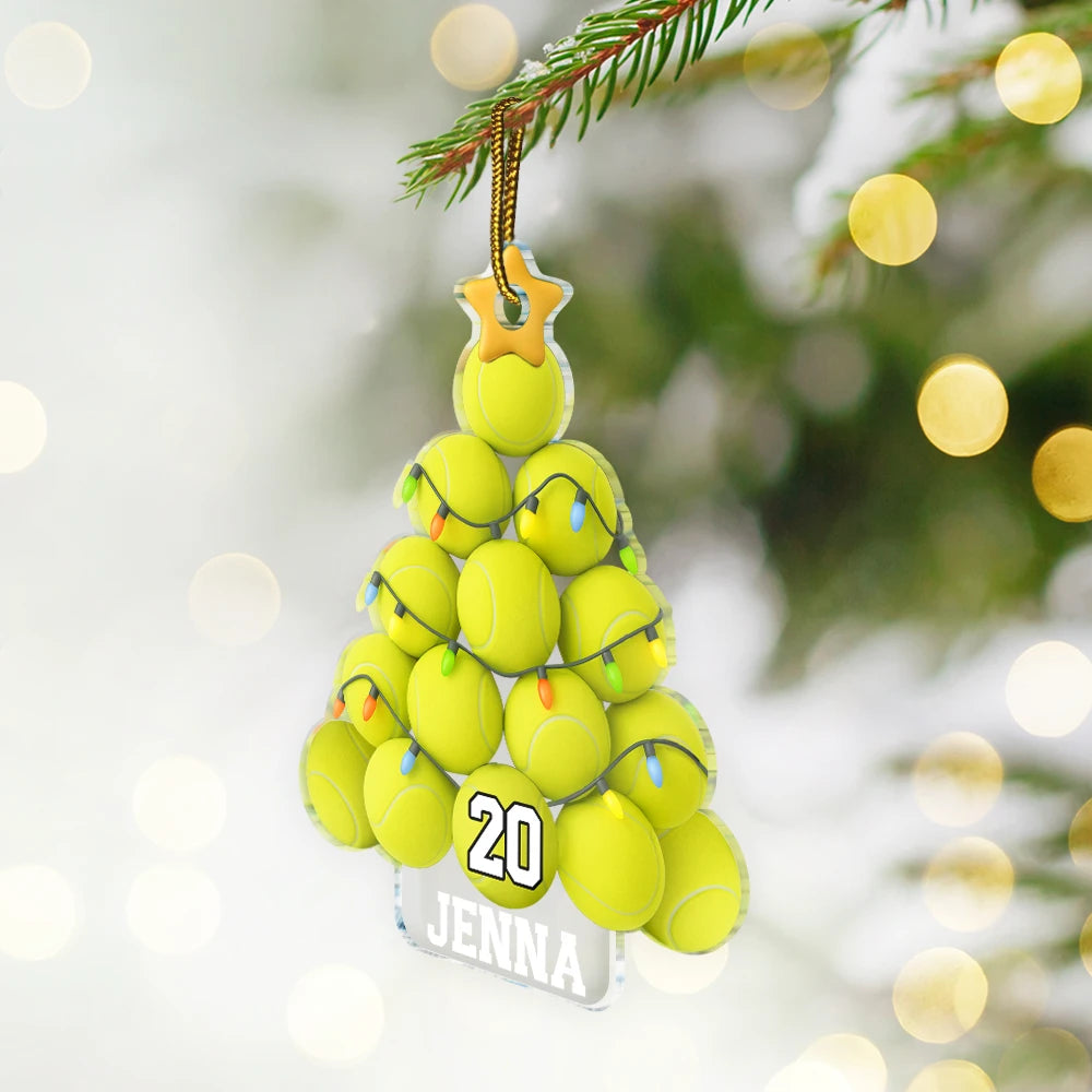 Tennis Christmas Tree - Personalized Custom Shaped Acrylic Ornament
