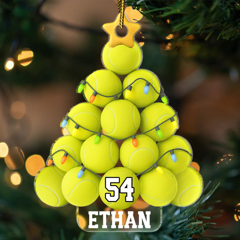 Tennis Christmas Tree - Personalized Custom Shaped Acrylic Ornament