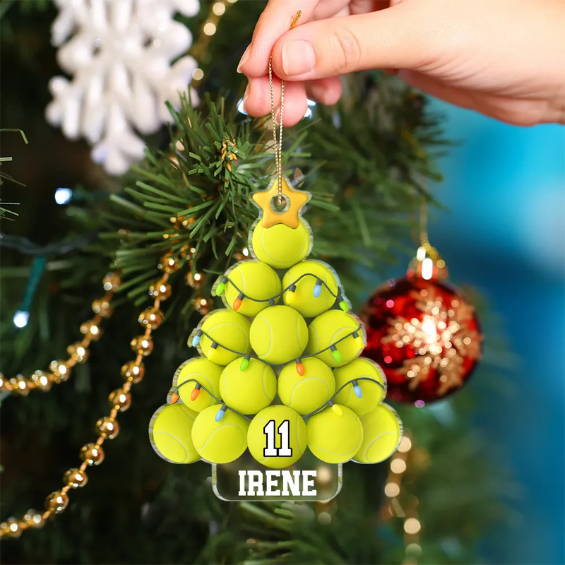 Tennis Christmas Tree - Personalized Custom Shaped Acrylic Ornament