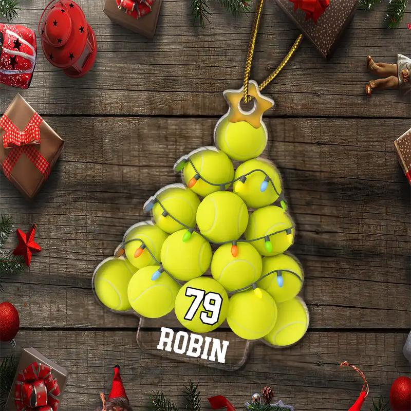 Tennis Christmas Tree - Personalized Custom Shaped Acrylic Ornament