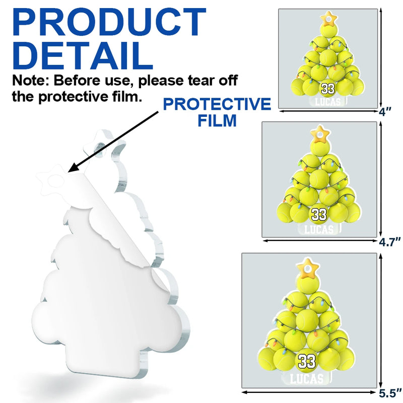 Tennis Christmas Tree - Personalized Custom Shaped Acrylic Ornament