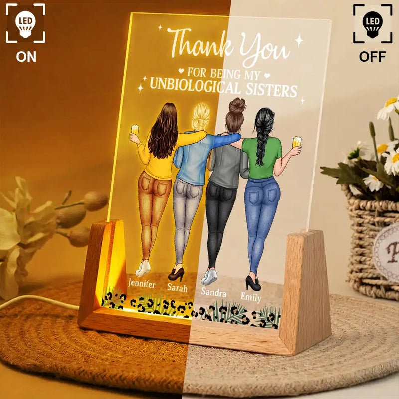 Gift For Bestie, Love - Thank You For Being My Unbiological Sister - Personalized Night Light