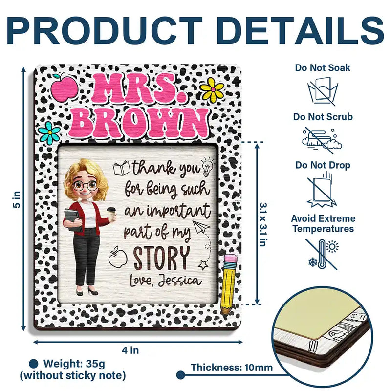 Teacher,Gift For Women,Happy,Back To School - Thank You For Being Such An Important Part - Personalized Sticky Note Pad Holder