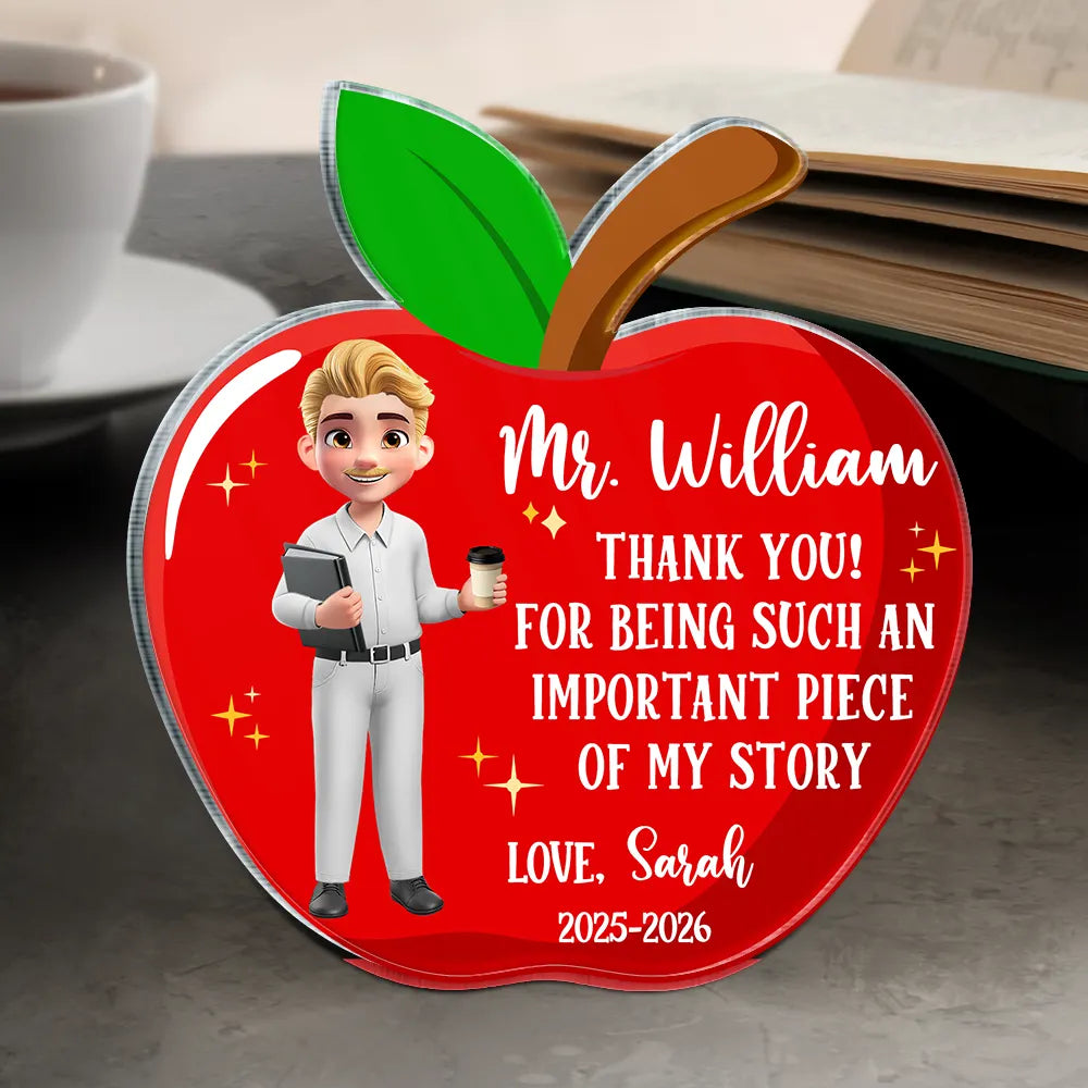 Teacher,Happy - Thank You For Being Such An Important Piece - Personalized Custom Shaped Acrylic Plaque