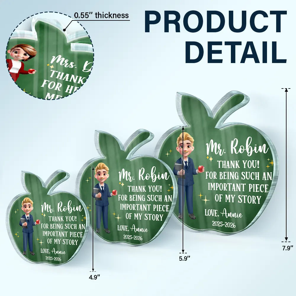 Teacher,Happy - Thank You For Being Such An Important Piece - Personalized Custom Shaped Acrylic Plaque