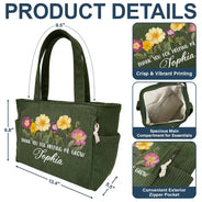 Gift For Women,Gift For Mother,Gift For Grandma,Teacher,Happy - Thank You For Helping Me Grow - Personalized Corduroy Tote Bag