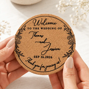 Grateful, Gift For Couples, Wedding, Custom Text - Thank You For Joining Us Couple Wedding - Personalized Cork Coaster