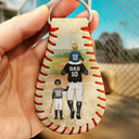 Baseball, Dad - Children, Gift For Father, Happy - Thank You For Teaching Me To Play - Personalized Leather Baseball Keychain