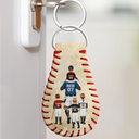 Baseball, Dad - Children, Gift For Father, Happy - Thank You For Teaching Me To Play - Personalized Leather Baseball Keychain