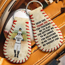 Baseball, Dad - Children, Gift For Father, Happy - Thank You For Teaching Me To Play - Personalized Leather Baseball Keychain