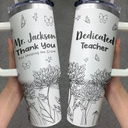 Back To School, Teacher - Thank You Teacher For Helping Me Grow - Personalized Engraved 40oz Tumbler