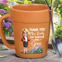 Teacher, Happy - Thank You Teacher For Helping Me Grow - Personalized Plant Pot Ceramic Mug