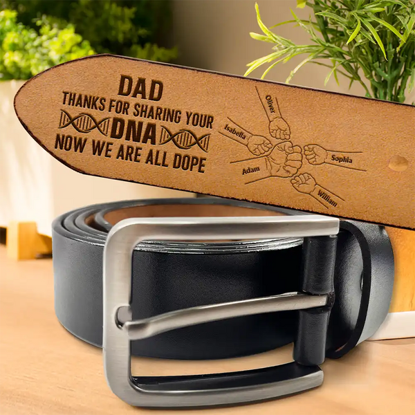 Gift For Husband, Gift For Men, Gift For Grandpa, Gift For Father, Happy - Thanks For Sharing Your DNA - Personalized Engraved Leather Belt