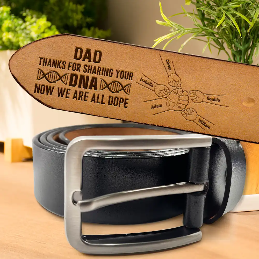 Gift For Husband, Gift For Men, Gift For Grandpa, Gift For Father, Happy - Thanks For Sharing Your DNA - Personalized Engraved Leather Belt