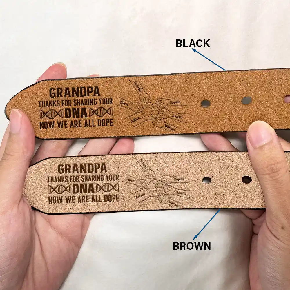 Gift For Husband, Gift For Men, Gift For Grandpa, Gift For Father, Happy - Thanks For Sharing Your DNA - Personalized Engraved Leather Belt