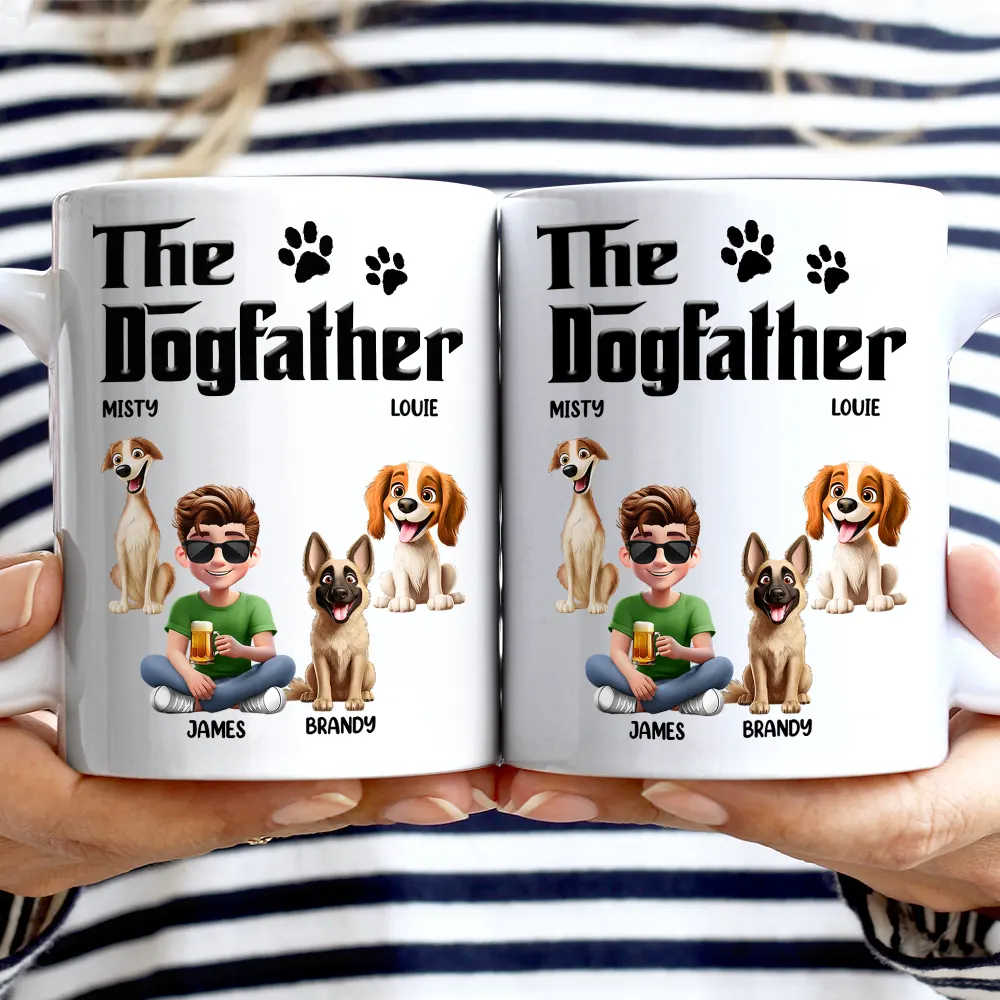 Dog Dad,Dog Lovers,Pet Lovers,Happy,Dog Mom - The Dogfather 3D Pet Lover - Personalized Mug