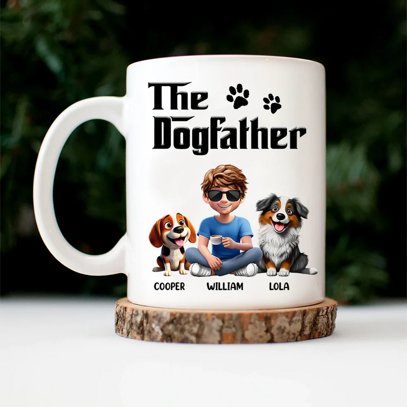 Dog Dad,Dog Lovers,Pet Lovers,Happy,Dog Mom - The Dogfather 3D Pet Lover - Personalized Mug