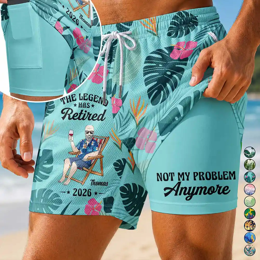 The Legend Has Retired - Personalized Swim Trunks With Liner