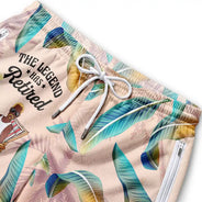 Humorous,Gift For Men,Beach,Gift For Yourself,Summer,Retirement,Vector,Custom Text - The Legend Has Retired - Personalized Swim Trunks With Liner