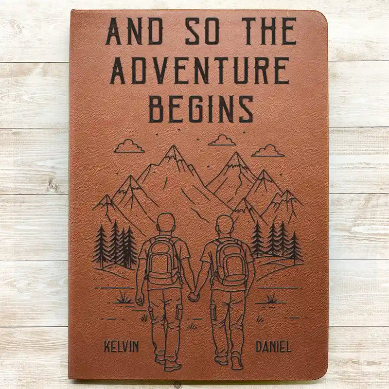 Gift For Couples,Old Couples,Gift For Husband,Gift For Wife,Gift For Boyfriend,Gift For Girlfriend,Happy - The Adventure Book Of Happy Couple - Personalized Leather Journal