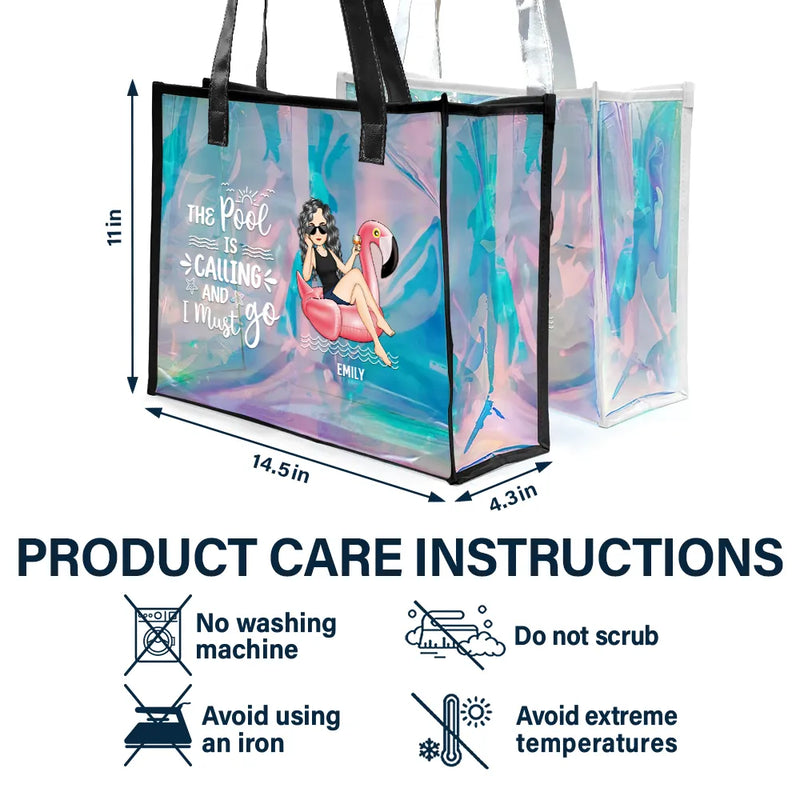 Gift For Yourself, Gift For Women, Beach, Summer, Travel, Happy - The Beach Is Calling And I Must Go - Personalized Holographic Tote