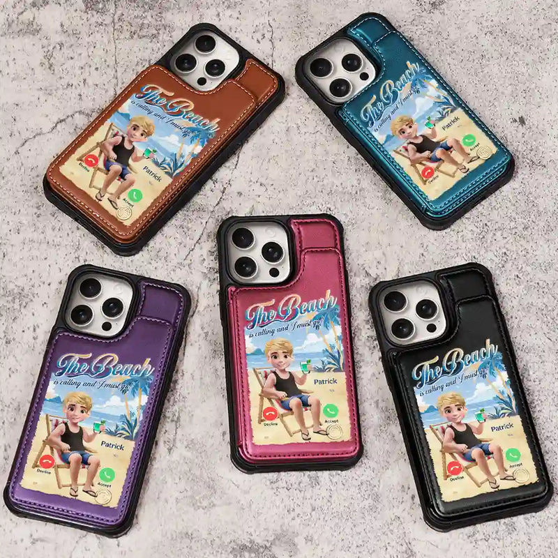 Gift For Yourself,Gift For Women,Gift For Men,Beach,Summer,Happy,Travel - The Beach Is Calling I Must Go - Personalized Leather Flip Wallet Phone Case