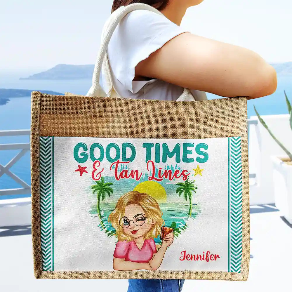 Gift For Women, Happy, Beach, Travel, Summer, Gift For Yourself - The Beach Is My Happy Place - Personalized Jute Tote Bag