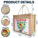 Gift For Women, Happy, Beach, Travel, Summer, Gift For Yourself - The Beach Is My Happy Place - Personalized Jute Tote Bag