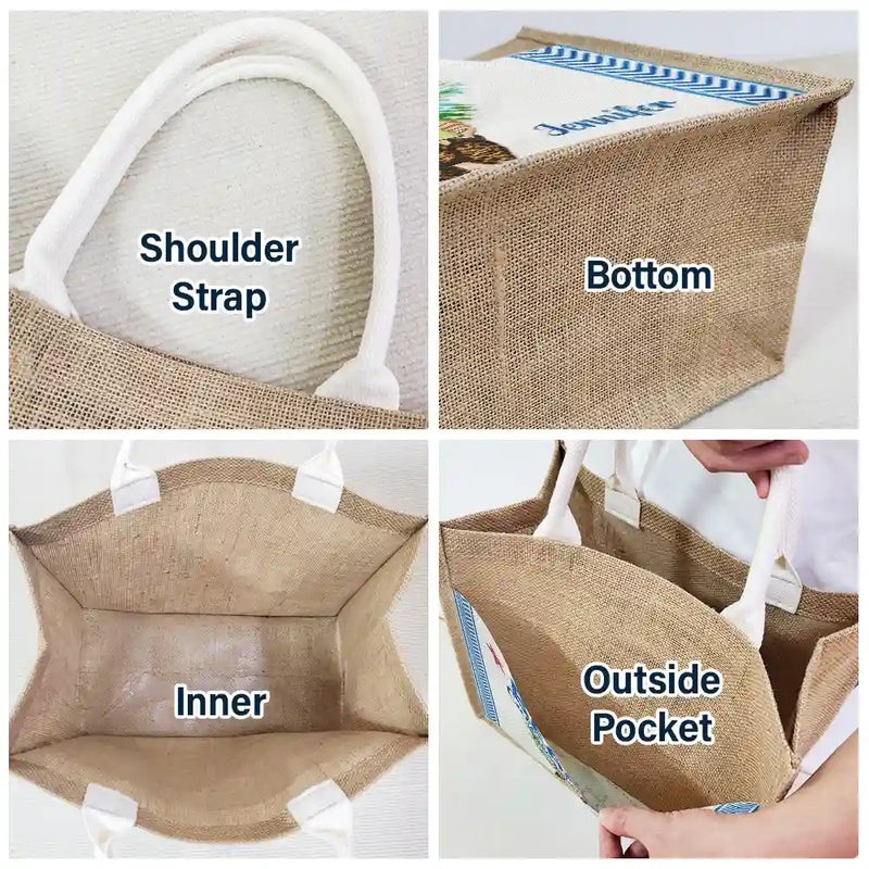 Gift For Women, Happy, Beach, Travel, Summer, Gift For Yourself - The Beach Is My Happy Place - Personalized Jute Tote Bag