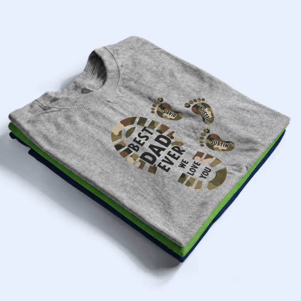 Dad - Children,Grandpa - Grandkids,Gift For Father,Gift For Grandpa,Top Market,Non-Eng,Icon,Confident - The Best Dad We Love You Footprints - Personalized T Shirt