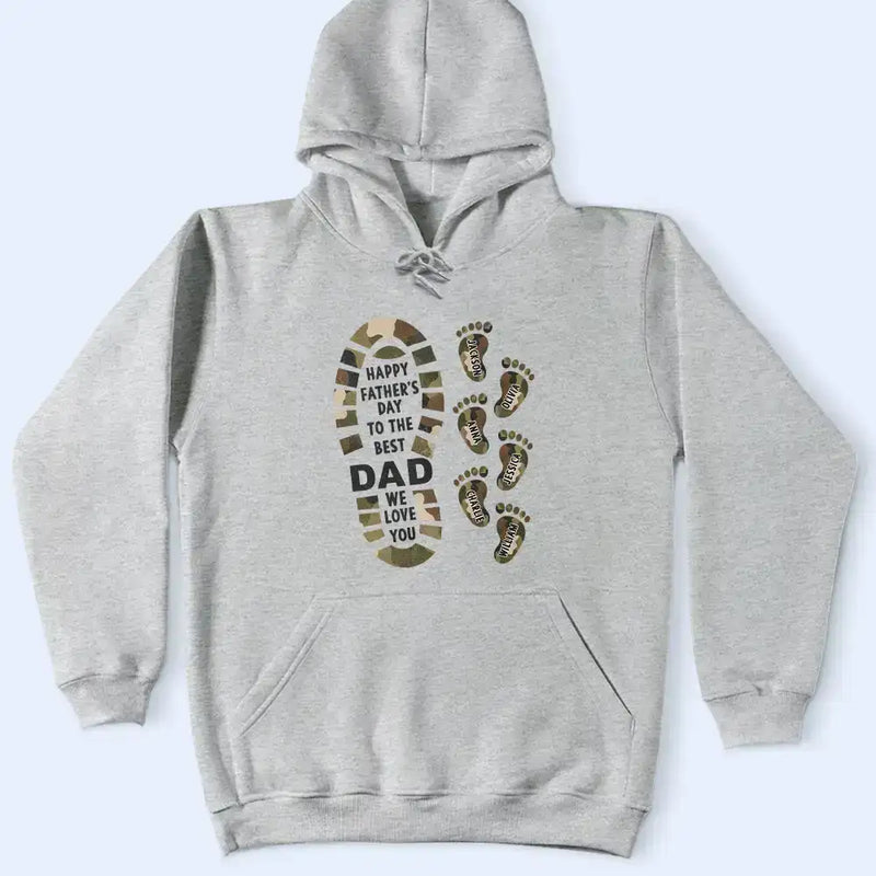 Dad - Children,Grandpa - Grandkids,Gift For Father,Gift For Grandpa,Top Market,Non-Eng,Icon,Confident - The Best Dad We Love You Footprints - Personalized T Shirt