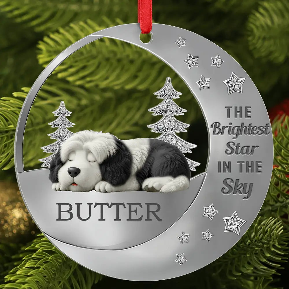 Dog Lovers,Pet Lovers,Sad,Memorial - The Brightest Star In The Sky - Personalized Metal Ornament