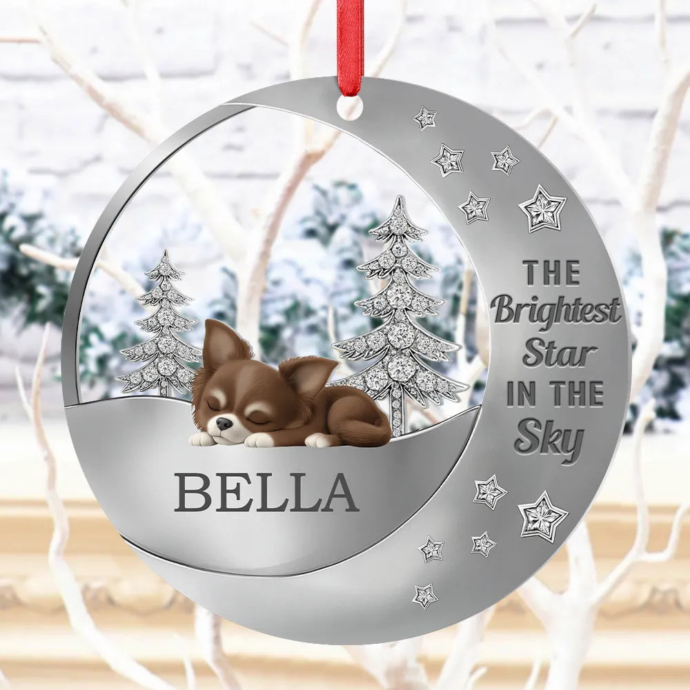 Dog Lovers,Pet Lovers,Sad,Memorial - The Brightest Star In The Sky - Personalized Metal Ornament