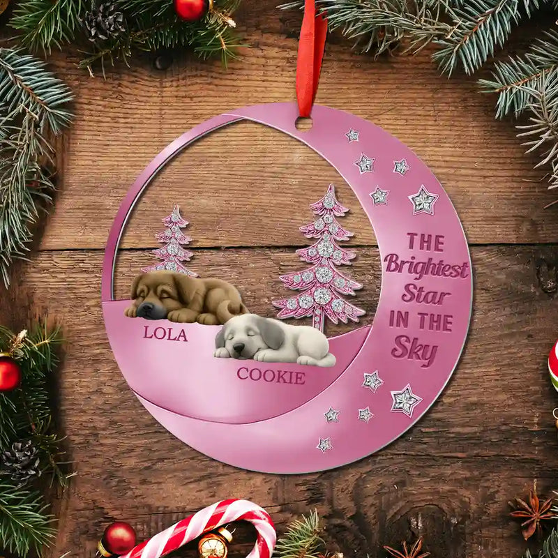 Dog Lovers,Pet Lovers,Sad,Memorial - The Brightest Star In The Sky - Personalized Metal Ornament