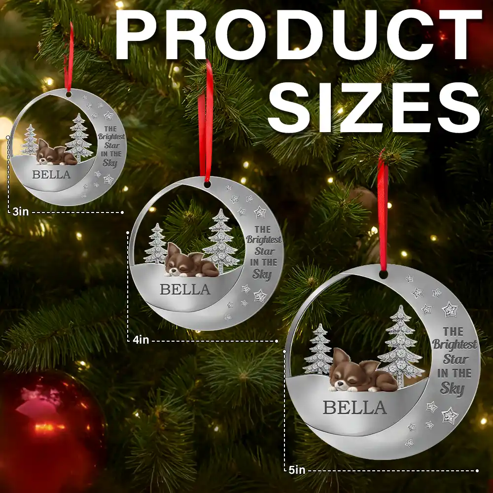 Dog Lovers,Pet Lovers,Sad,Memorial - The Brightest Star In The Sky - Personalized Metal Ornament
