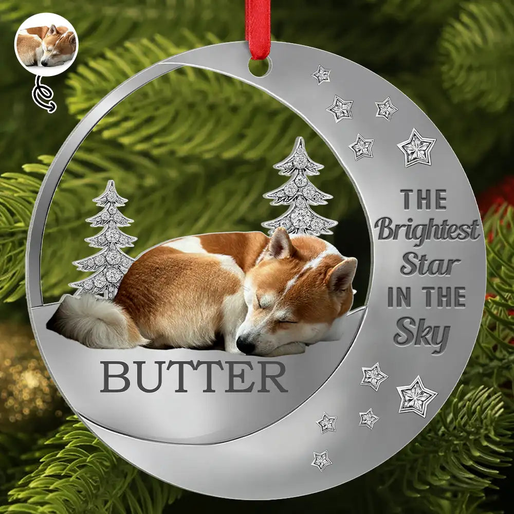 Custom Photo The Brightest Star In The Sky - Personalized Metal Ornament