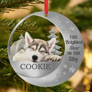 Dog Lovers,Pet Lovers,Sad,Memorial - Custom Photo The Brightest Star In The Sky - Personalized Metal Ornament