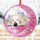 Dog Lovers,Pet Lovers,Sad,Memorial - Custom Photo The Brightest Star In The Sky - Personalized Metal Ornament
